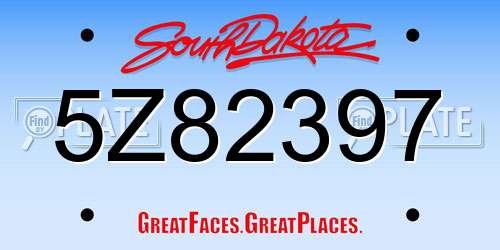 5Z82397 South Dakota License Plate