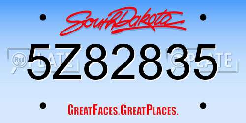 5Z82835 South Dakota License Plate