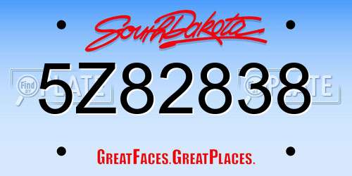 5Z82838 South Dakota License Plate