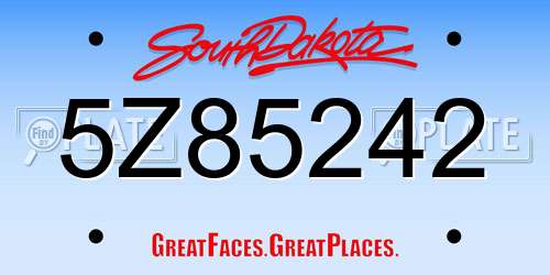 5Z85242 South Dakota License Plate
