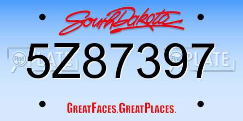 5Z87397 South Dakota License Plate