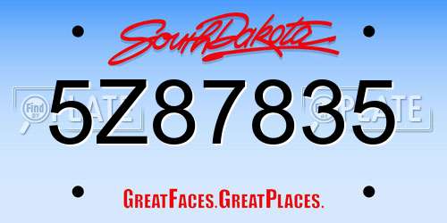5Z87835 South Dakota License Plate