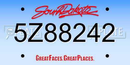 5Z88242 South Dakota License Plate