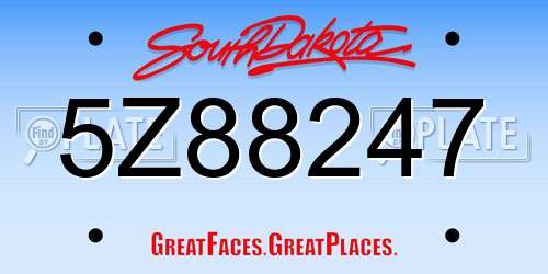 5Z88247 South Dakota License Plate