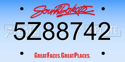 5Z88742 South Dakota License Plate