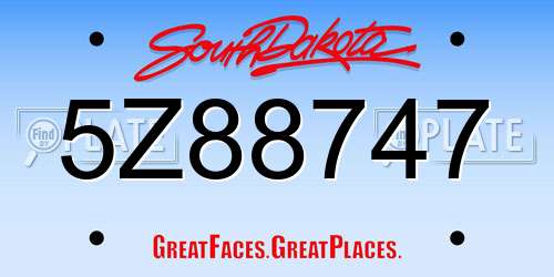 5Z88747 South Dakota License Plate