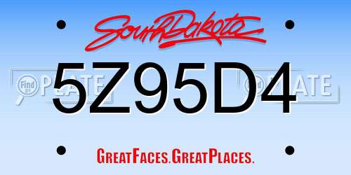 5Z95D4 South Dakota License Plate