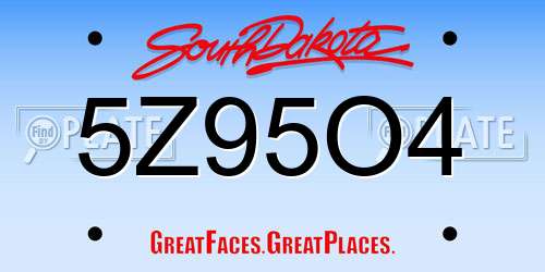 5Z95O4 South Dakota License Plate