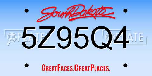 5Z95Q4 South Dakota License Plate