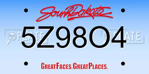 5Z98O4 South Dakota License Plate