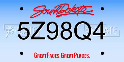 5Z98Q4 South Dakota License Plate
