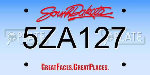 5ZA127 South Dakota License Plate