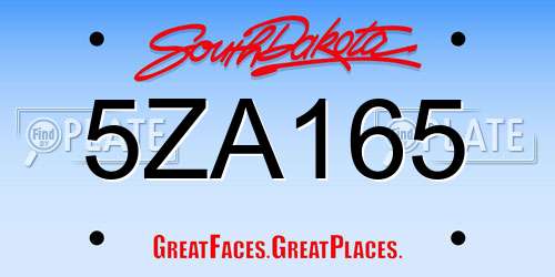 5ZA165 South Dakota License Plate