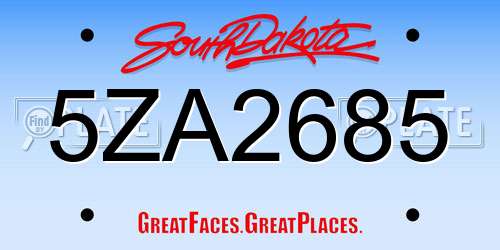 5ZA2685 South Dakota License Plate