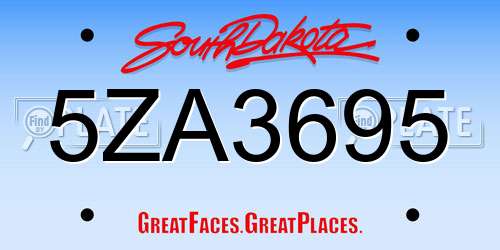 5ZA3695 South Dakota License Plate