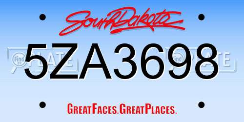 5ZA3698 South Dakota License Plate