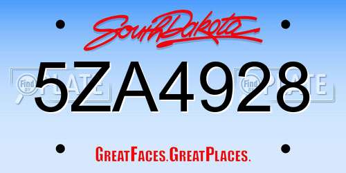 5ZA4928 South Dakota License Plate