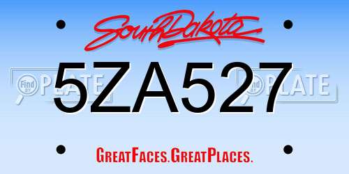 5ZA527 South Dakota License Plate