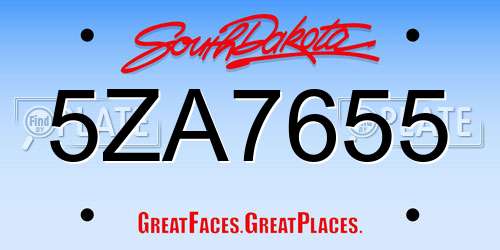 5ZA7655 South Dakota License Plate