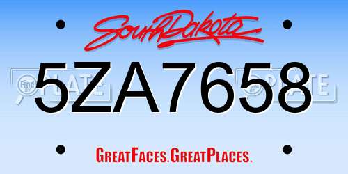 5ZA7658 South Dakota License Plate