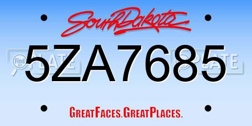 5ZA7685 South Dakota License Plate
