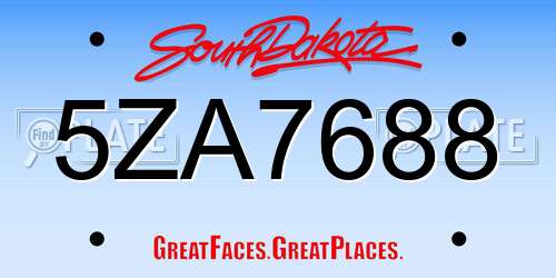 5ZA7688 South Dakota License Plate