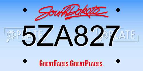 5ZA827 South Dakota License Plate