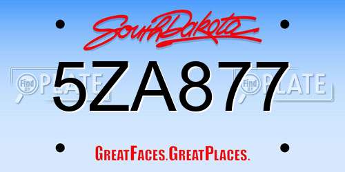 5ZA877 South Dakota License Plate