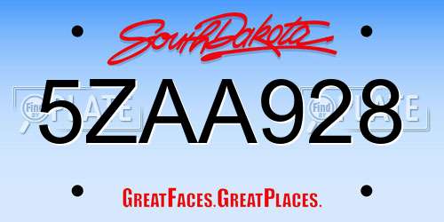 5ZAA928 South Dakota License Plate