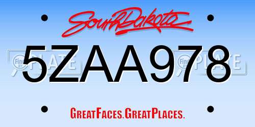 5ZAA978 South Dakota License Plate