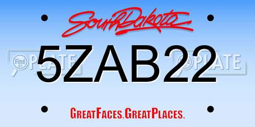 5ZAB22 South Dakota License Plate