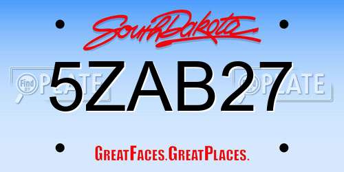 5ZAB27 South Dakota License Plate