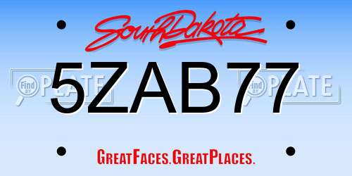 5ZAB77 South Dakota License Plate