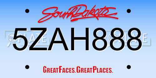 5ZAH888 South Dakota License Plate