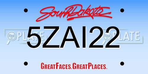 5ZAI22 South Dakota License Plate