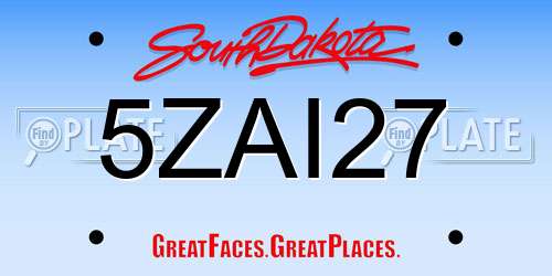 5ZAI27 South Dakota License Plate