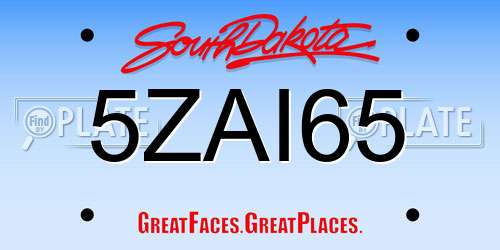 5ZAI65 South Dakota License Plate