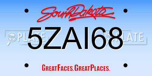 5ZAI68 South Dakota License Plate
