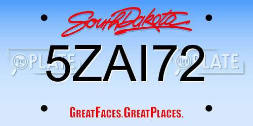 5ZAI72 South Dakota License Plate
