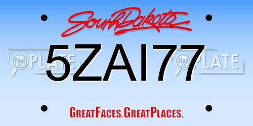 5ZAI77 South Dakota License Plate