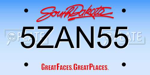 5ZAN55 South Dakota License Plate