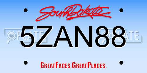 5ZAN88 South Dakota License Plate