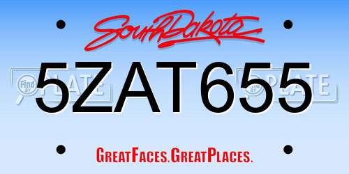 5ZAT655 South Dakota License Plate