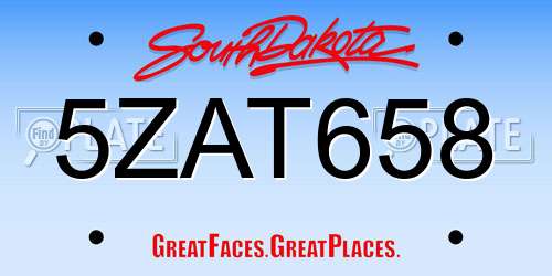 5ZAT658 South Dakota License Plate