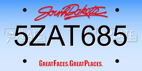 5ZAT685 South Dakota License Plate