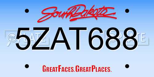 5ZAT688 South Dakota License Plate