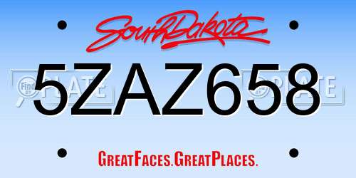 5ZAZ658 South Dakota License Plate