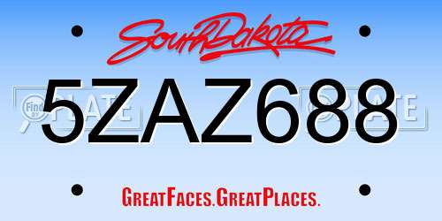5ZAZ688 South Dakota License Plate