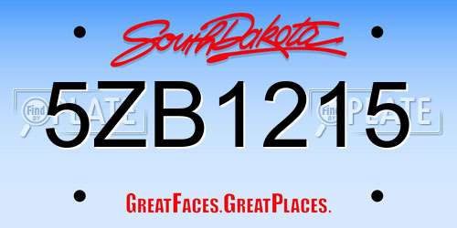 5ZB1215 South Dakota License Plate