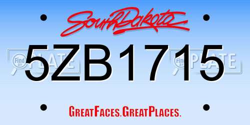 5ZB1715 South Dakota License Plate